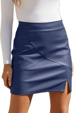 Women's High-Waisted Fuax Leather Mini Skirt with Shorts