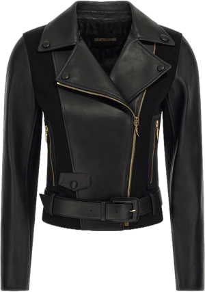 Roberto Cavalli Leather Biker Jacket - Female Coats & Jackets Black