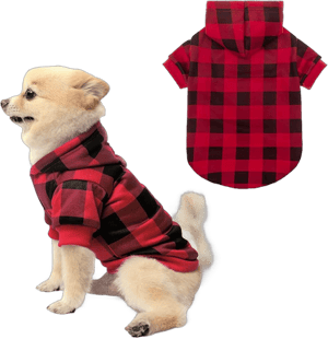 EXPAWLORER Red Plaid Dog Hoodie - Fleece Dog Sweatshirt with Windproof Hood, Warm Dog Sweater Pajamas, Cozy Soft Dog Clothes for Small Medium Large Dogs, Ideal Gifts for Holiday Christmas, X-Large