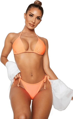 Women's PrettyLittleThing Orange Mix & Match Triangle Bikini Top