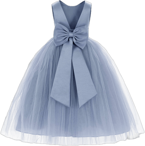 V-Back Satin Flower Girl Dress