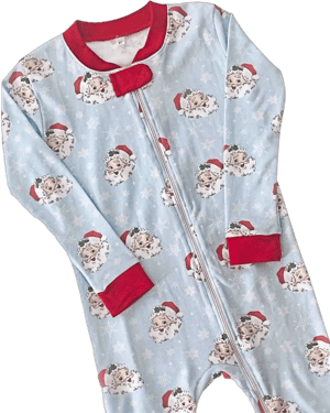 Vintage Santa Pima Cotton Zip Up Pajamas