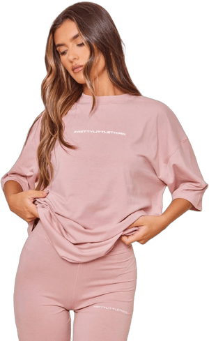 Women's PRETTYLITTLETHING Light Pink Printed Oversized T-shirt