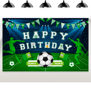 Cheereveal Soccer Birthday Unisex Party Banner, Vinyl, Green Sports, 4.9 ft x 3.2 ft