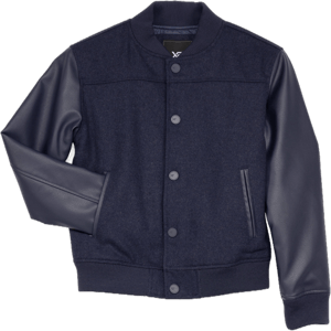 X RAY Boy's Wool Varsity Bomber Jacket With Grainy PU Sleevees