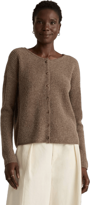 Quince Women's 100% Yak Soft Rib Crew Cardigan Sweater