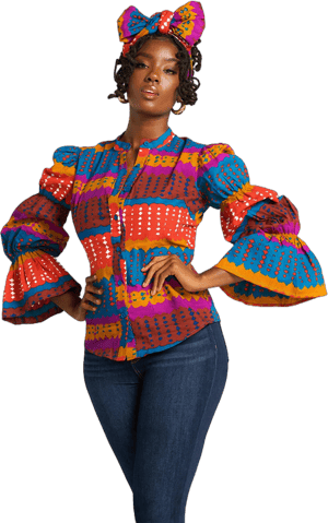 Amari Women's African Print Button-Up Top