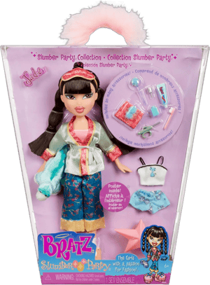 Bratz Slumber Party Jade Fashion Doll with 2 Sets of Pajamas, Plush, and Accessories