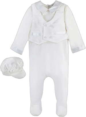 Elegant Christening Romper & Newsboy Cap Set