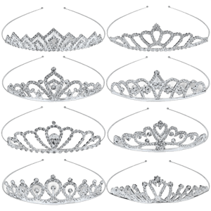 inSowni 8 Pieces Decorative Princess Dazzling Rhinestone Silver Metal Tiara Crown Headbands Wedding Birthday Party Prom Headpieces for Brides