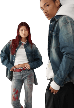 COLLUSION Unisex Oversized Denim Shacket