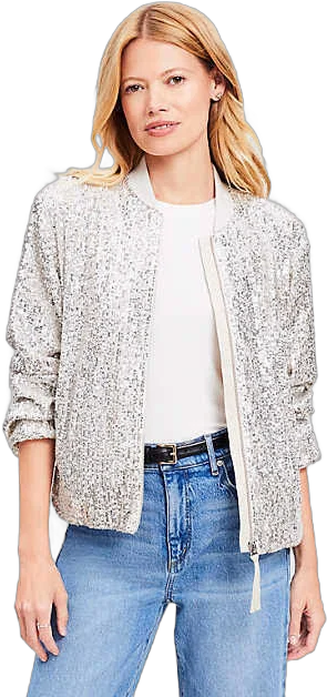 Loft Women's Petite Sequin Bomber Jacket