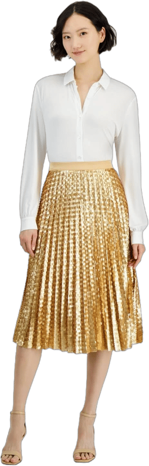 Tahari Women's Sequined Pleated Midi Skirt