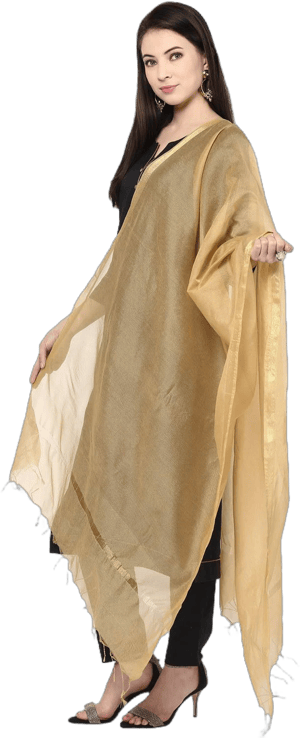 Women's Plain Gold Blended Silk Dupatta