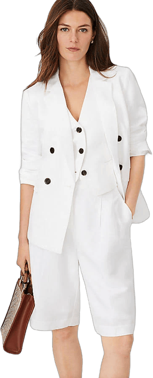 Ann Taylor Women's Tailored Double Breasted Linen Blend Blazer