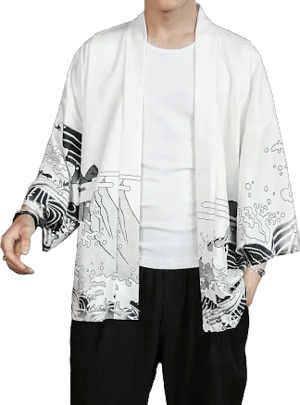 Prijouhe Men's Kimono Cardigan Jacket Japanese Style Flying Crane