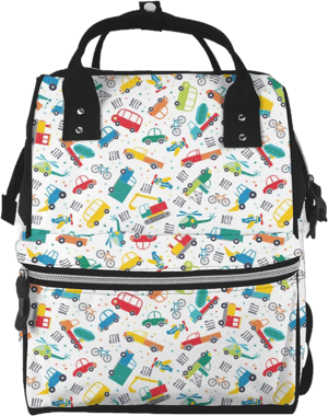 Xecao Transport1 print Large Capacity Nappy Bag is a multi-functional waterproof travel backpack, perfect as a nursing bag or mummy backpack for women