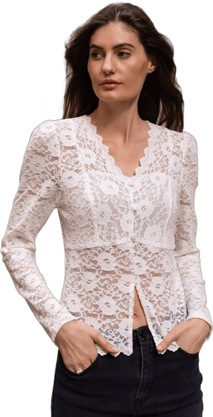 Bourbon Cowgirl Floral Lace Button Top