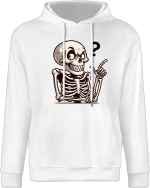 Adult Shukong White Unisex Playful Skeleton Art Hoodie S-3xl