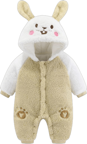 Newborn Baby Girls Boys Winter Bodysuit Rabbit Ears Hooded Jumpsuit Fleece Snowsuit Unisex Toddler Cute Warm Coats Outfits W01-khaki 3-6 Months