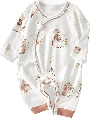 100% Organic Cotton Soft Newborn Baby Romper Jumpsuits for Boys and Girls Unisex, Long Sleeve, 0-6 Months Rabbit 0-3M / 59