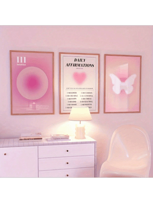 3pcs/Set Canvas Poster, Modern Art, Pink Halo Affirmative Trust Ladder Vintage Spirit Angel, Digital Wall Art Canvas Painting, Ideal Gift For Bedroom, Decor Wall Art, Wall Decor, Fall Decor, Wall Decor, Room Decor, Room Decoration, No Frame