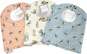 Peter Rabbit Bib Set of 3 { Baby-to-Toddler Adjustable Snap Bibs } Beatrix Potter - Soft Cotton, Absorbent, & Durable, Boy / Girl / Unisex