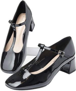 1920S Black Patent Leatherette T-Strap Heels Man