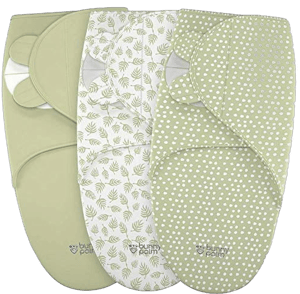 Bunny Palm Swaddle Blanket for Baby, Newborn Boy or Girl Adjustable Sleepsack, Unisex, Organic Cotton Swaddle Wrap Set 3 Bags in Pack for Infant, Soft Blankets with Baby Hat