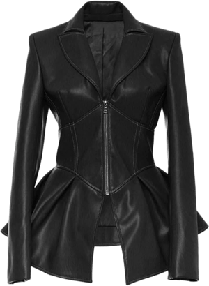 Women's Perfectly Shaping Faux Leather Biker Jacket with Long Sleeves