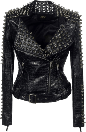 Women's Studded Motobiker Leather Jacket