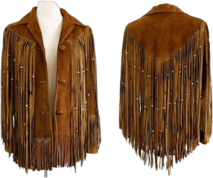 Native American Western Suede Leather Jacket with Fringes & Beads