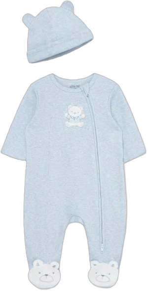 Little Me Cotton Bear Footie & Hat Set