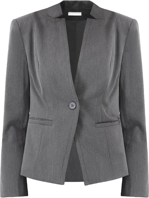 Hobemty Women's Professional Blazer Collarless Formal Work Business Suit Jacket Grey XX-Large