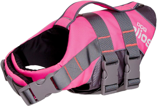 DOGHELIOS 'Splash-Explore' Outdoor Performance 3M Reflective and Adjustable Buoyant Safety Floating Pet Dog Life Jacket Vest Harness, Medium, Pink