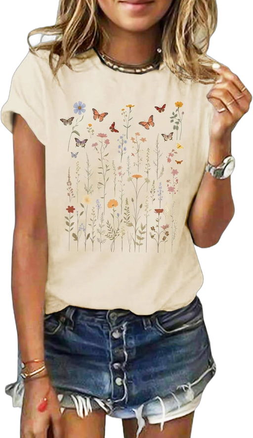 Women's Loose Print Short Sleeve Graphic T-shirt