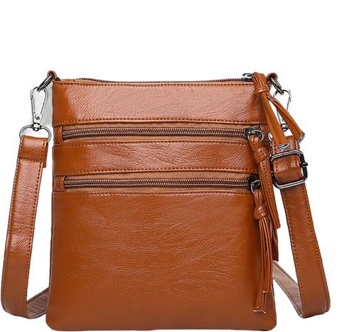 PAVEOS Crossbody Bags in Clearance Women's Crossbody Bag, Medium Zipper Pocket Crossbody Strap, Soft Leather Women's Shoulder Bag Brown-m