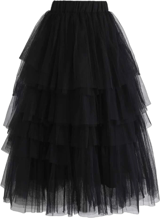 Chicwish Women's Tiered Layered Mesh Tulle A-Line Skirt