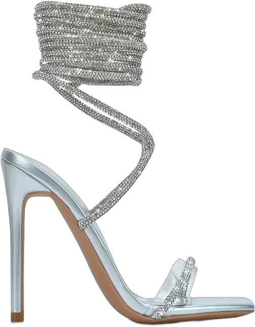 CAPE ROBBIN Bellisimo Rhinestone Rope Strappy High Heels