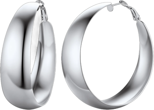 FindChic Large Chunky Hoop Earrings for Women Stainless Steel 60mm Oversized Round Earrings Light Weight Hypoallergenic Hoops Loop Earrings for Her