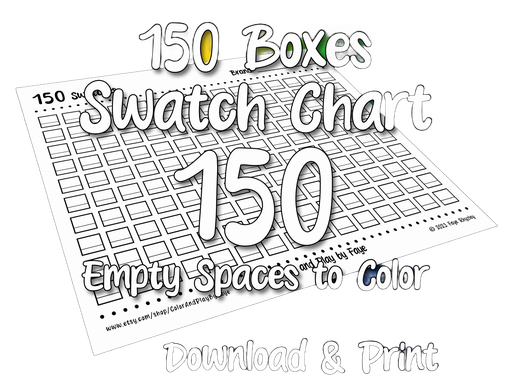 150 Swatch Blank Color Chart Printable Page | DIY Color Chart | Download and Print at Home | Digital PDF | US Letter & A4 Size Paper