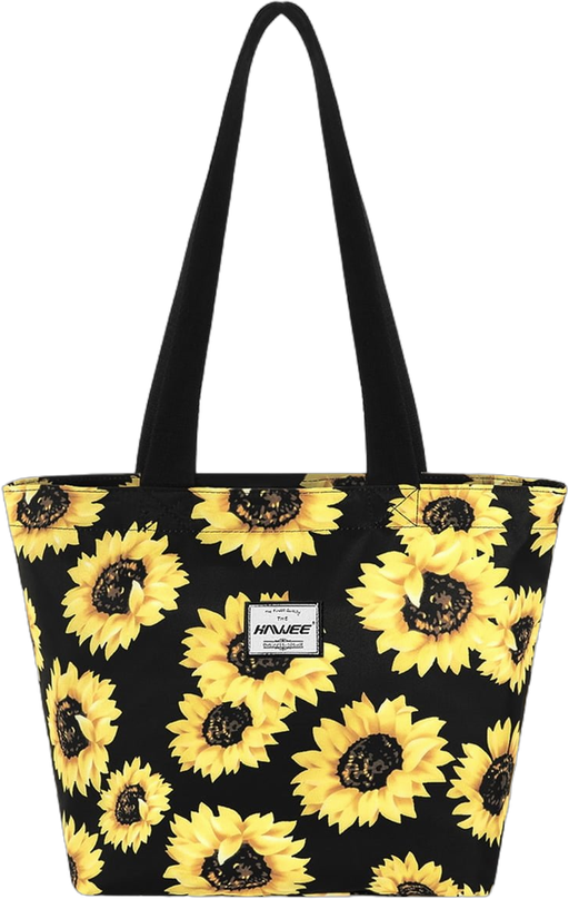 HAWEE Sunflower Tote Bag with Zipper for Women Girls Inside Mesh Pocket Heavy Duty Casual Cloth Shoulder Handbag Outdoors, Sunflower