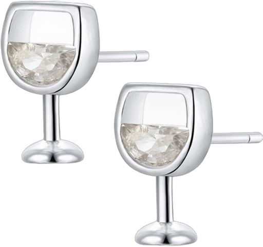 YAZILIND Simple Wine Glass Shape Earrings Female Cute Stud Drink Cup Ear Jewelry Silver