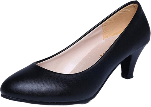 Rotosw Women's Casual Dressy Pumps Closed Toe Low Heels Work Pumps Shoes Black 7